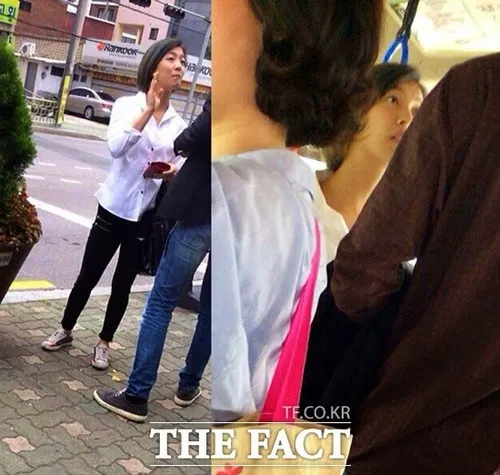 Luna f(x) bercakap akrab dengan seorang pria. ©The Fact