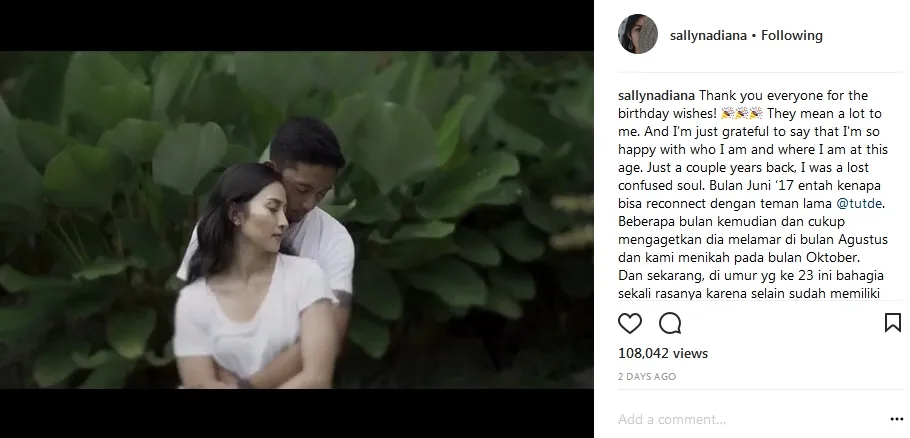 Sally ungkap kisah cintanya dengan Tutde @instagram/sallynadiana