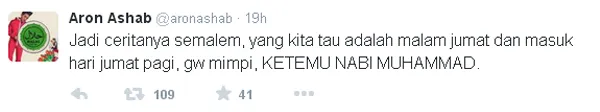 Aaron Ashab mengaku bertemu Nabi Muhammad SAW di mimpi/©Official Twitter Aaron Ashab