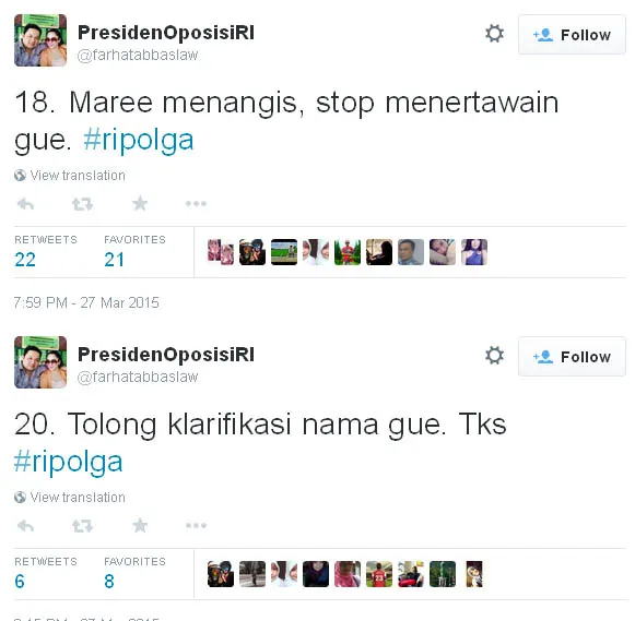 Tweet Farhat terkesan bercanda? ©twitter.com/farhatabbaslaw/