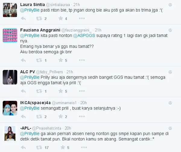 Komentar GGS Lovers atas kabar berakhirnya GGS/©twitter.com/prillybie
