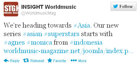 Twitter Worldmusic-magazine.net Tentang Agnes Monica