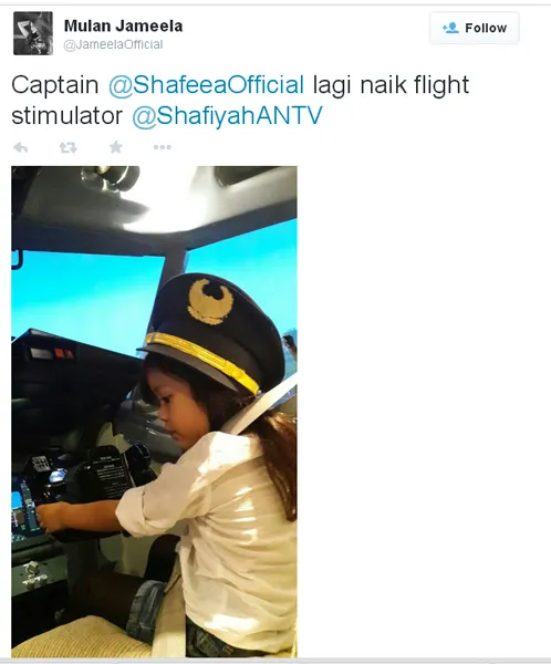 Mulan Jameela salah tulis Flight Simulator/©twitter.com/jameelaofficial