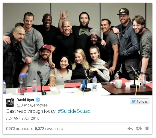 Will Smith dan kawan-kawan bergabung untuk reading SUICIDE SQUAD/©twitter.com/davidayermovies