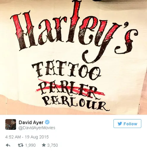 Inikah desain studio tato Harley Quinn?/©Official Twitter David Ayer