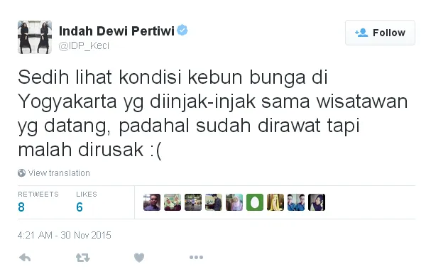 IDP ikutan sedih karena Kebun Bunga Amaryllis rusak/©twitter.com/IDP_Keci