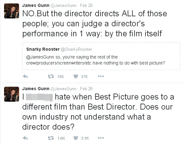 James Gunn kecewa dengan kemenangan SPOTLIGHT/©twitter.com/JamesGunn