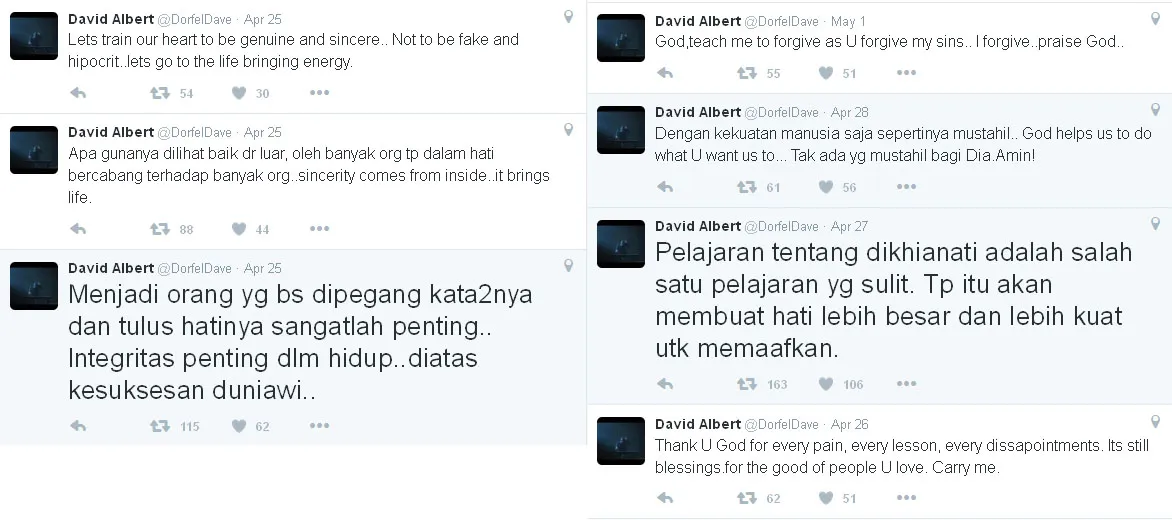 Postingan David NOAH di akun Twitter-nya © Twitter.com/dorfeldave