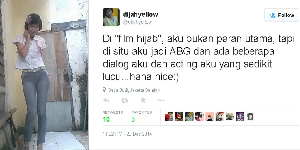Bocoran peran Hodijah ia posting di Twitter. (Twitter/DijahYellow)