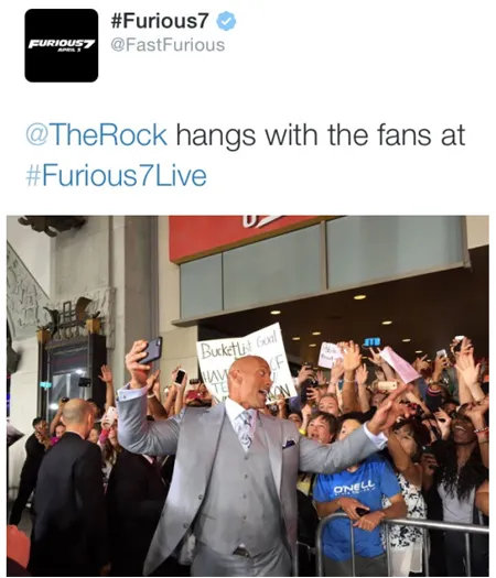 Dwayne Johnson sempatkan selfie bareng fans/©twitter.com/@fastfurious