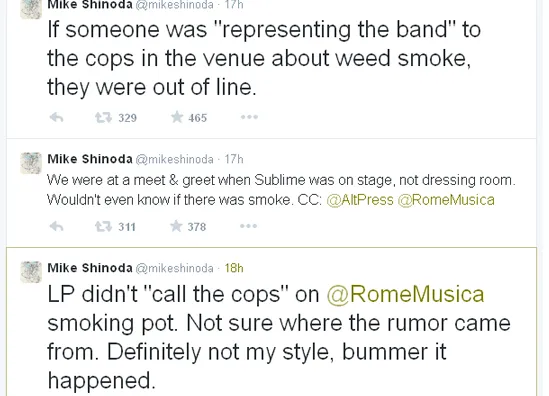 Mike Shinoda merespon dengan twit klarifikasi