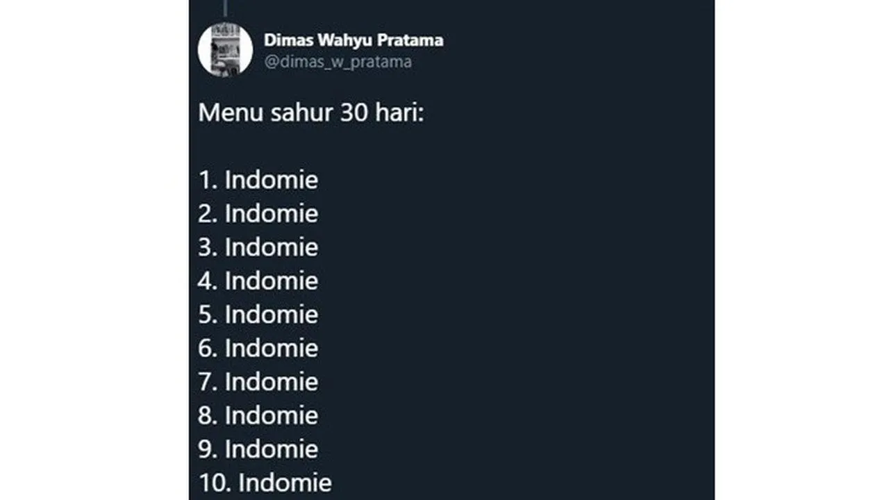 Rekomendasi menu sahur (credit: twitter.com/dimas_w_pratama)
