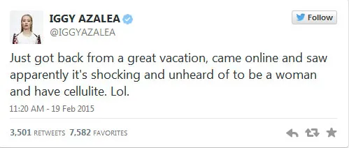 Tamparan Iggy Azalea pada para haters © Twitter/Iggy Azalea
