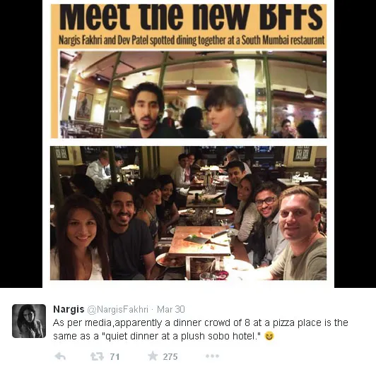 Ini dia foto konfirmasi tentang rumor antara mereka yang diunggah Nargis Fakhri @twitter.com/NargisFakhri