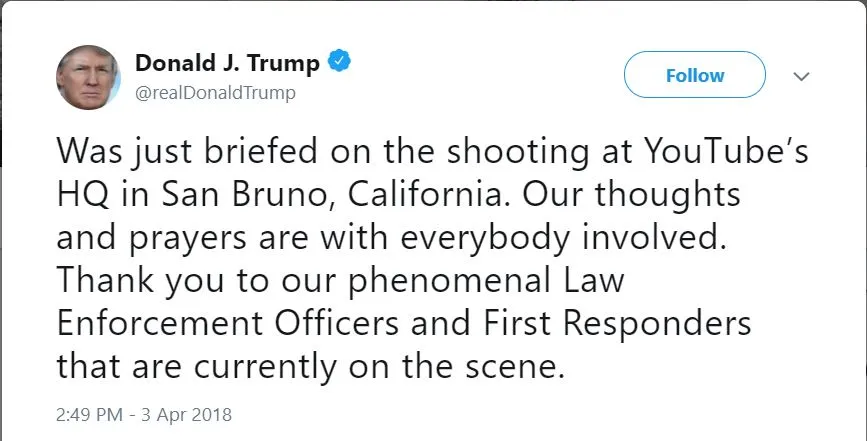 Donald Trump juga menyatakan bela sungkawa (credit: twitter.com/realDonaldTrump)