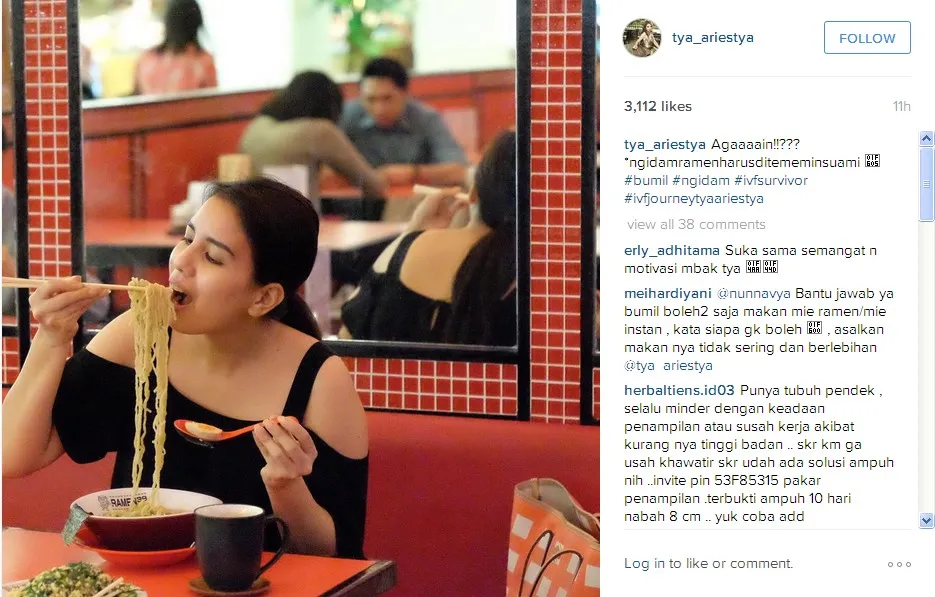 Tya Ariestya Ngidam Ramen © Instagram tya_ariestya