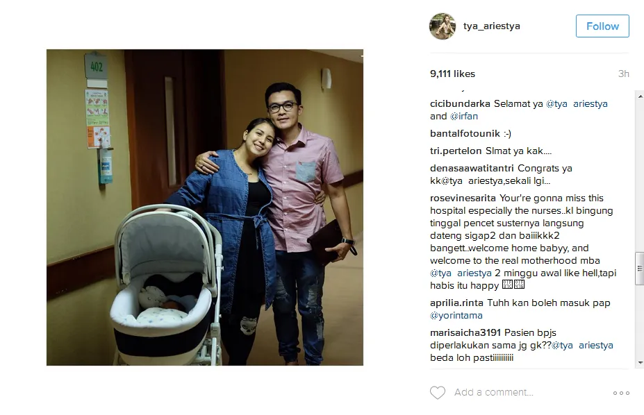 Curhatan Tya tentang RS yang Ia tinggali © Instagram/tya_ariestya