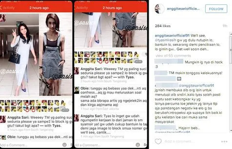 Postingan Anggita Sari dari capture di path yang lantas dihapus. ©instagram.com/anggitasariofficial91