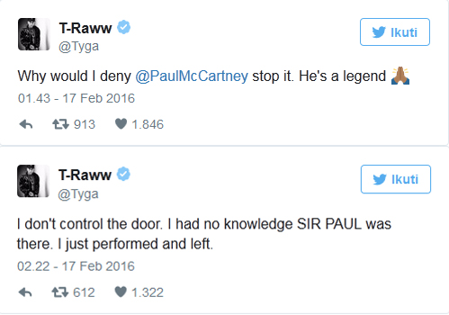 Penjelasan Tyga tentang kasus Paul © Twitter/tyga