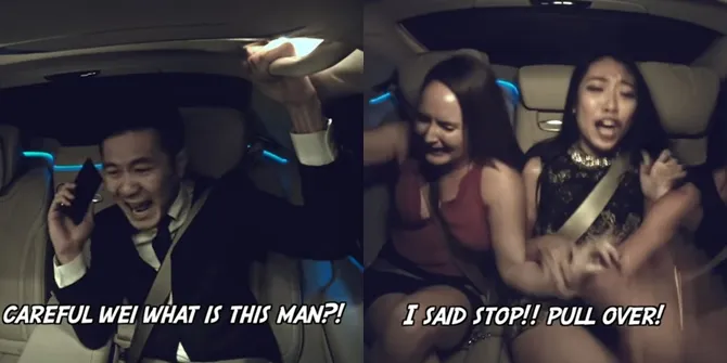 Christy membalas perlakuan para penumpangnya dengan mengendarai mobil secepat mungkin. © Youtube