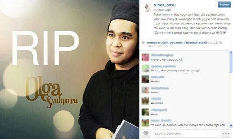 Ucapan belasungkawa Ruben Onsu untuk Olga Syahputra. / Ruben Onsu Official Instagram
