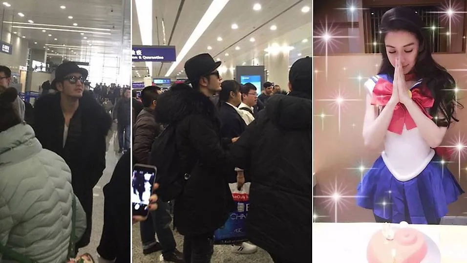 Huang Xiaoming buru-buru pulang demi pesta ulang tahun Angelababy. © toggle.sg