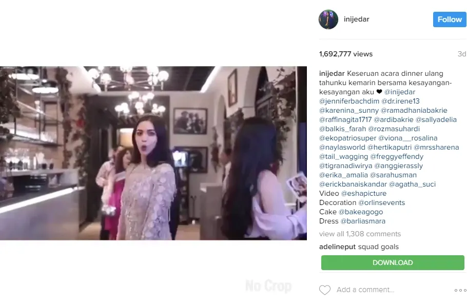 Ultah Jessica Iskandar dihadiri sahabat sosialitanya. Šinstagram.com/inijedar