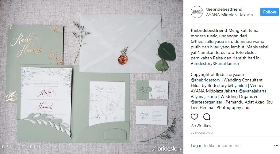 Undangan pernikahan Raisa. 姆nstagram.com/thebridebestfriend