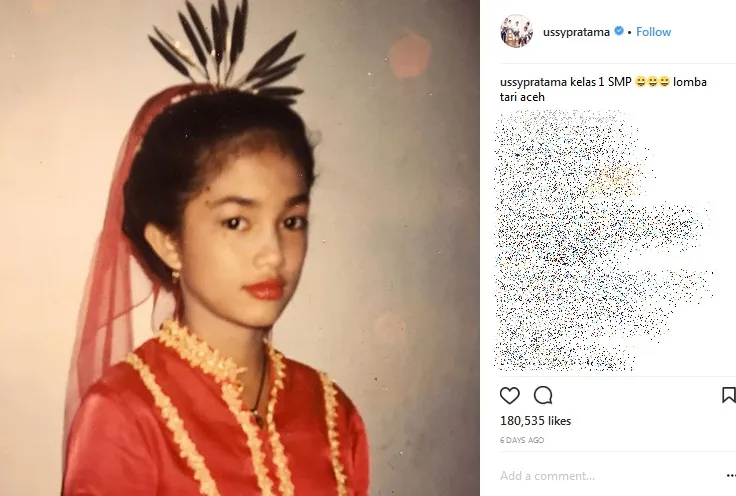 Potret masa SMP Ussy Sulistiawaty yang sudah berani tampil. Credit: via instagram.com/ussypratama