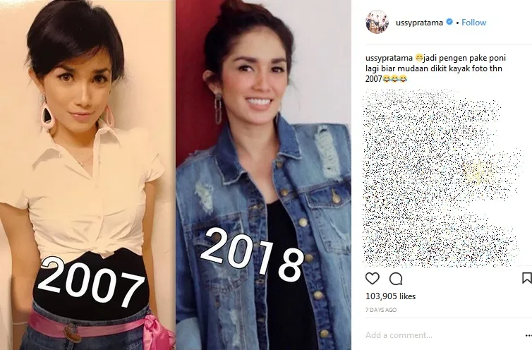Terlihat awet muda, ini perbandingan gaya Ussy Sulistiawaty dulu dan sekarang. Credit: via instagram.com/ussypratama