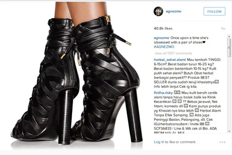 Sepatu yang memancing keributan di Instagram Agnes Mo © Instagram.com/agnezmo