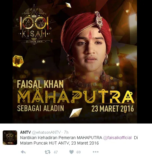 Faisal Khan bakal jadi Aladin nih, cocok kan? © Twitter.com/whatsonantv