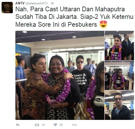 Bintang 'Uttaran' dan 'Mahaputra' tiba di Indonesia ©twitter/whatsonANTV