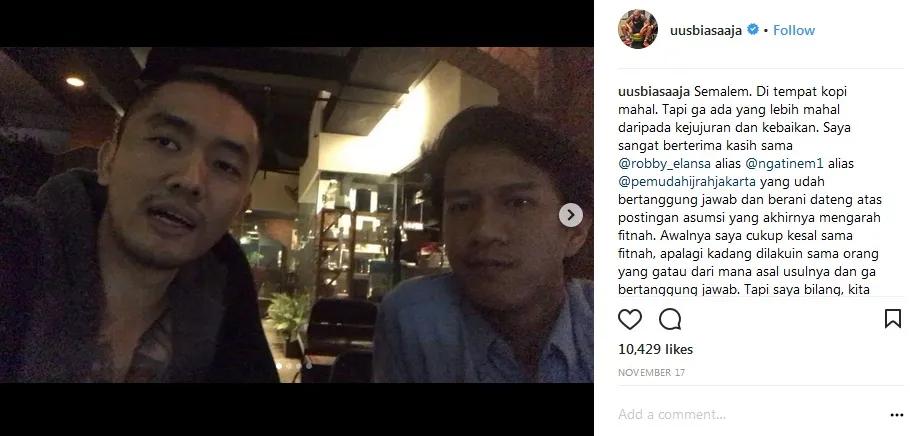 Uus menemui haters yang tak suka kepadanya ©uusbiasaaja