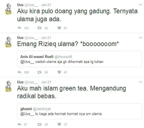 Tweet Uus yang berkaitan dengan ulama. Štwitter.com/uus__