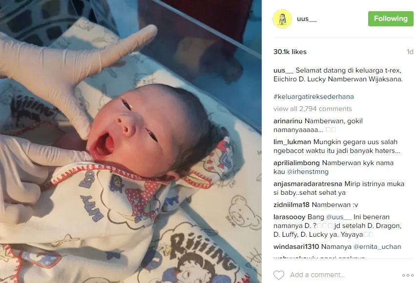 Inilah penampakan baby Eiichiro