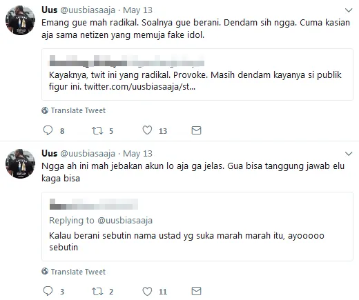 Uus tanggapi para haters / Credit: Twitter - uusbiasaaja