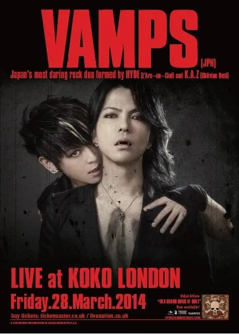 Poster resmi konser VAMPS di London via tokyohive.com