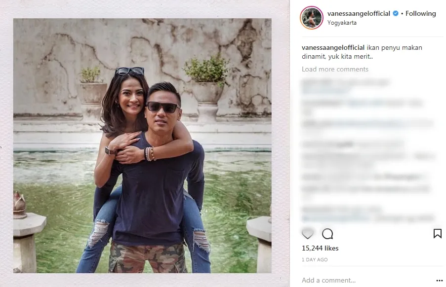 Kode manis Vanessa untuk Lingga. (instagram.com/vanessaangelofficial)