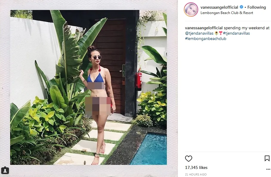 Vanessa Angel pamer underboobs di Bali ©instagram/vanessaangelofficial