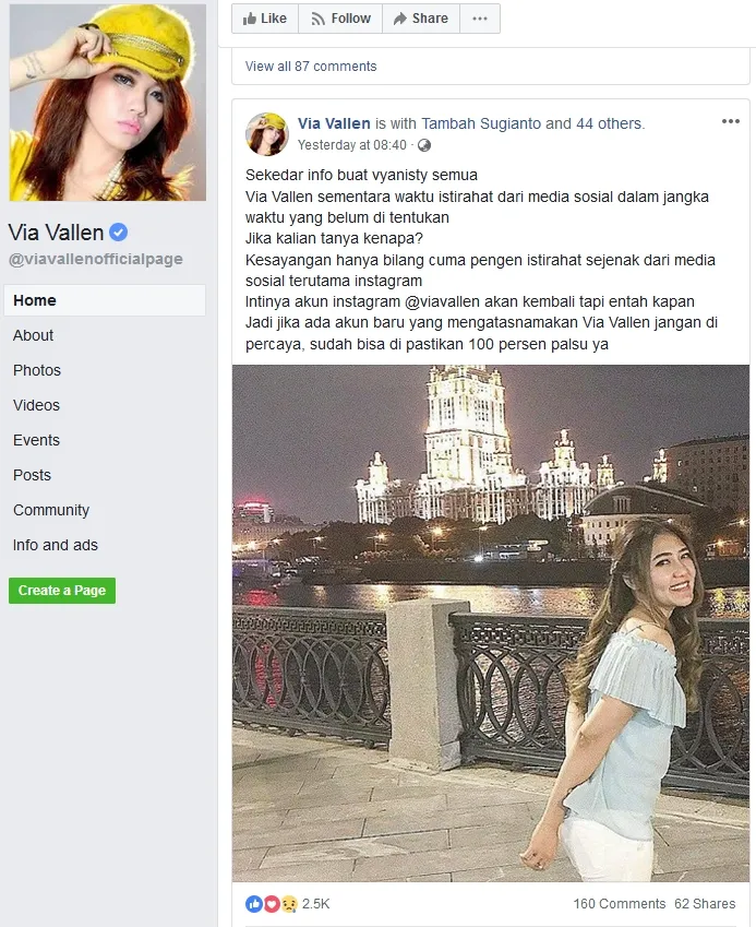 Via vakum dari Instagram ©facebook