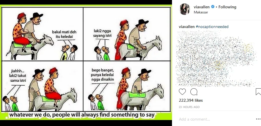 Postingan Via buat sindir haters? ©instagram/viavallen