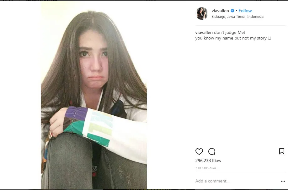 Postinngan Via Vallen setelah dikirimi pesan pelecehan lewat DMnya. © Instagram.com/viavallen
