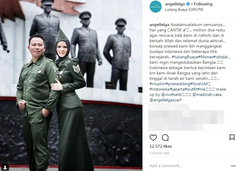 Vicky dan Angel lakukan prewedding di Lubang Buaya @instagram/angellelga