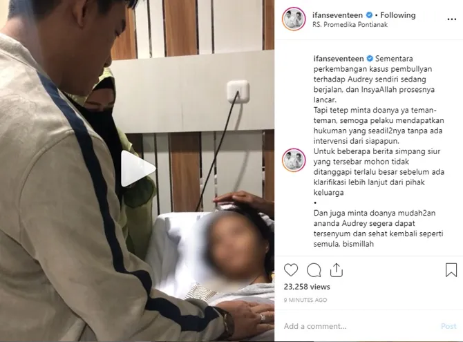 Video saat Ifan menjenguk Audrey © instagram.com/ifanseventeen