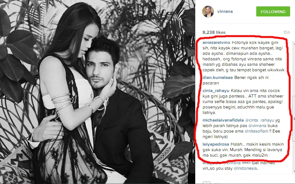 Pose ini yang bikin Nita disebut murahan. @instagram/vinrana