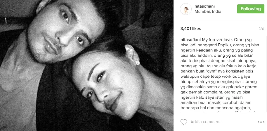 Sebelum pulang ke Indonesia, Nita tulis kalimat baper ©instagram/nitasofiani