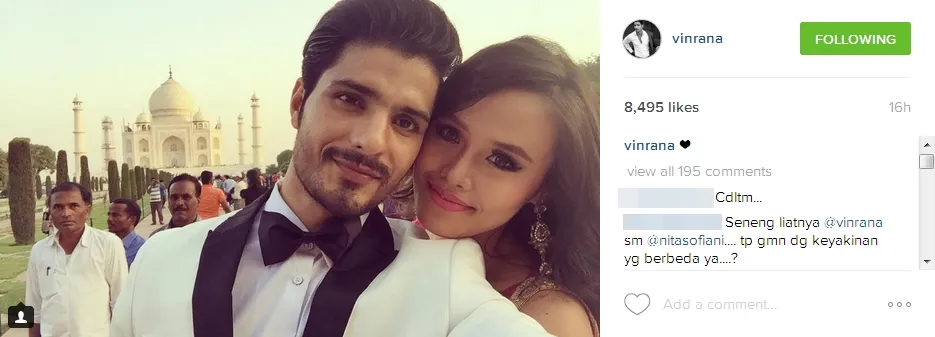 Vin dan Nita lakukan pemotretan di Taj Mahal. Buat pre-wedding? ©instagram/vinrana