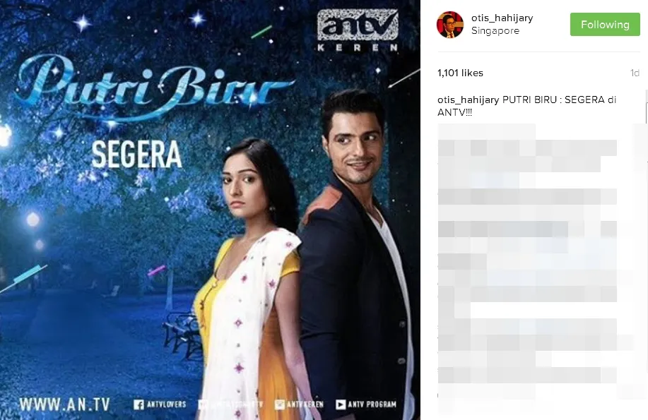 Serial 'Putri Biru' bakal segera tayang di Indonesia ©instagram/otis_hahijary