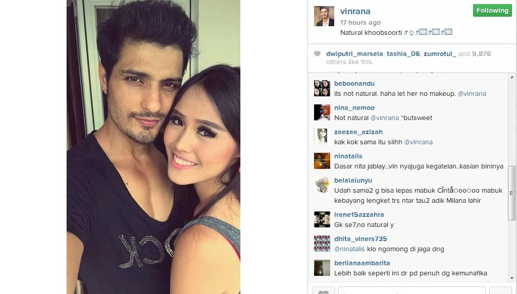 Vin Rana sebut wajah Nita cantik alami. @instagram/vinrana